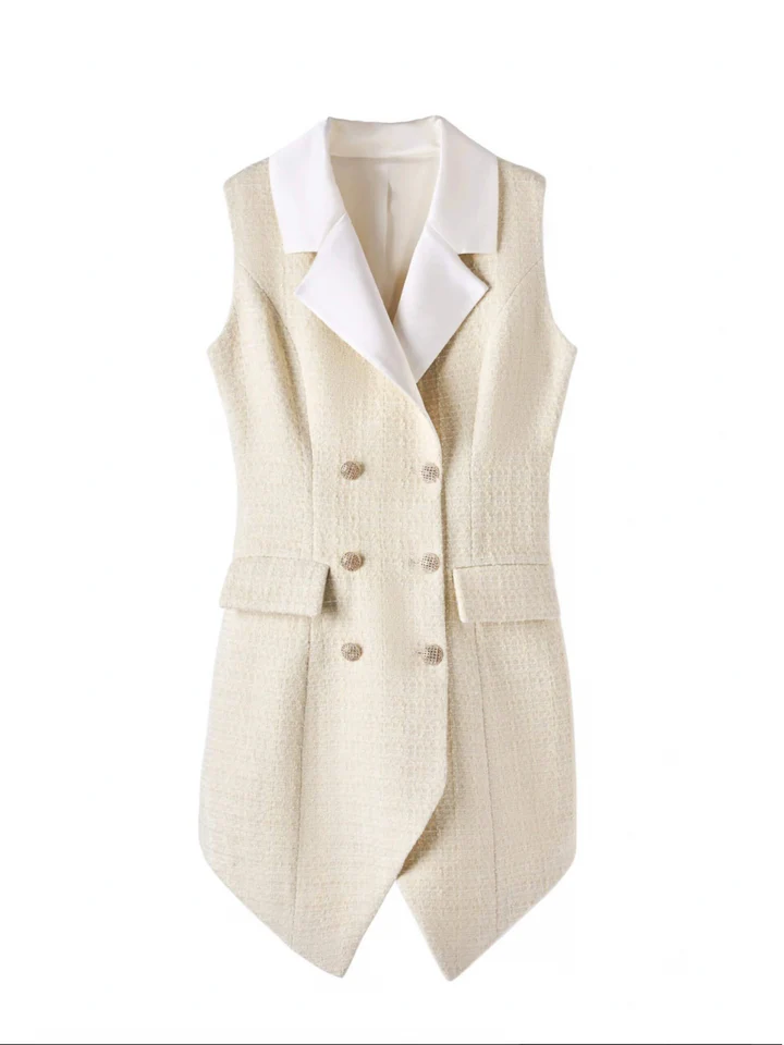 Chic Sleeveless Wool Blend Vest