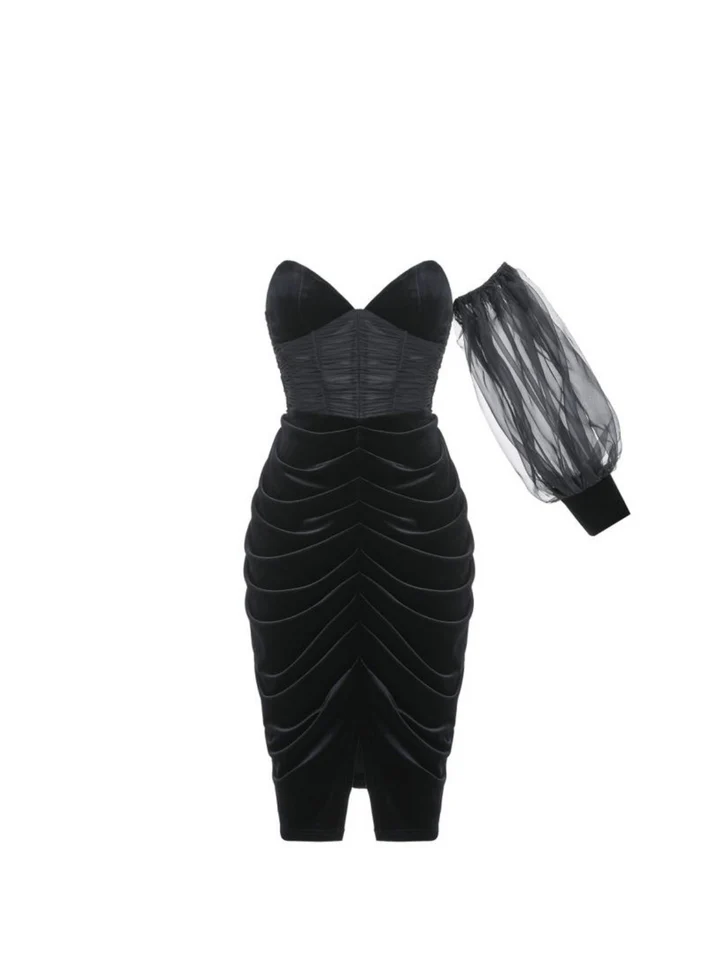 Asymmetric Velvet Dress