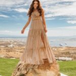 Tiered Ruffle Maxi Dress with Waist Detail and Slit